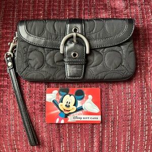 Coach Black Quilted Wristlet with Buckle